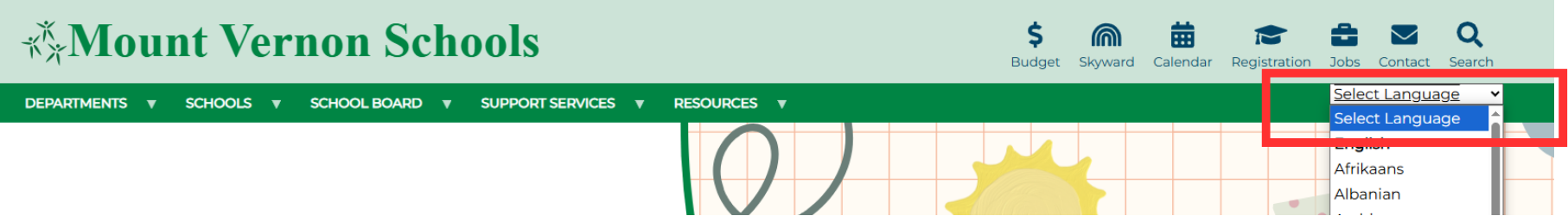 Translate website graphic