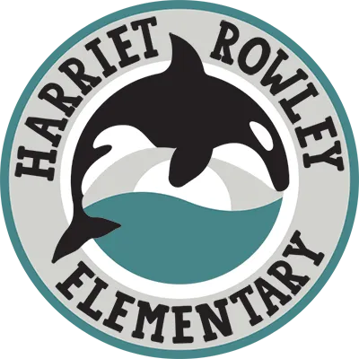 Harriet Rowley Elementary Logo displaying artistic image of an Orca